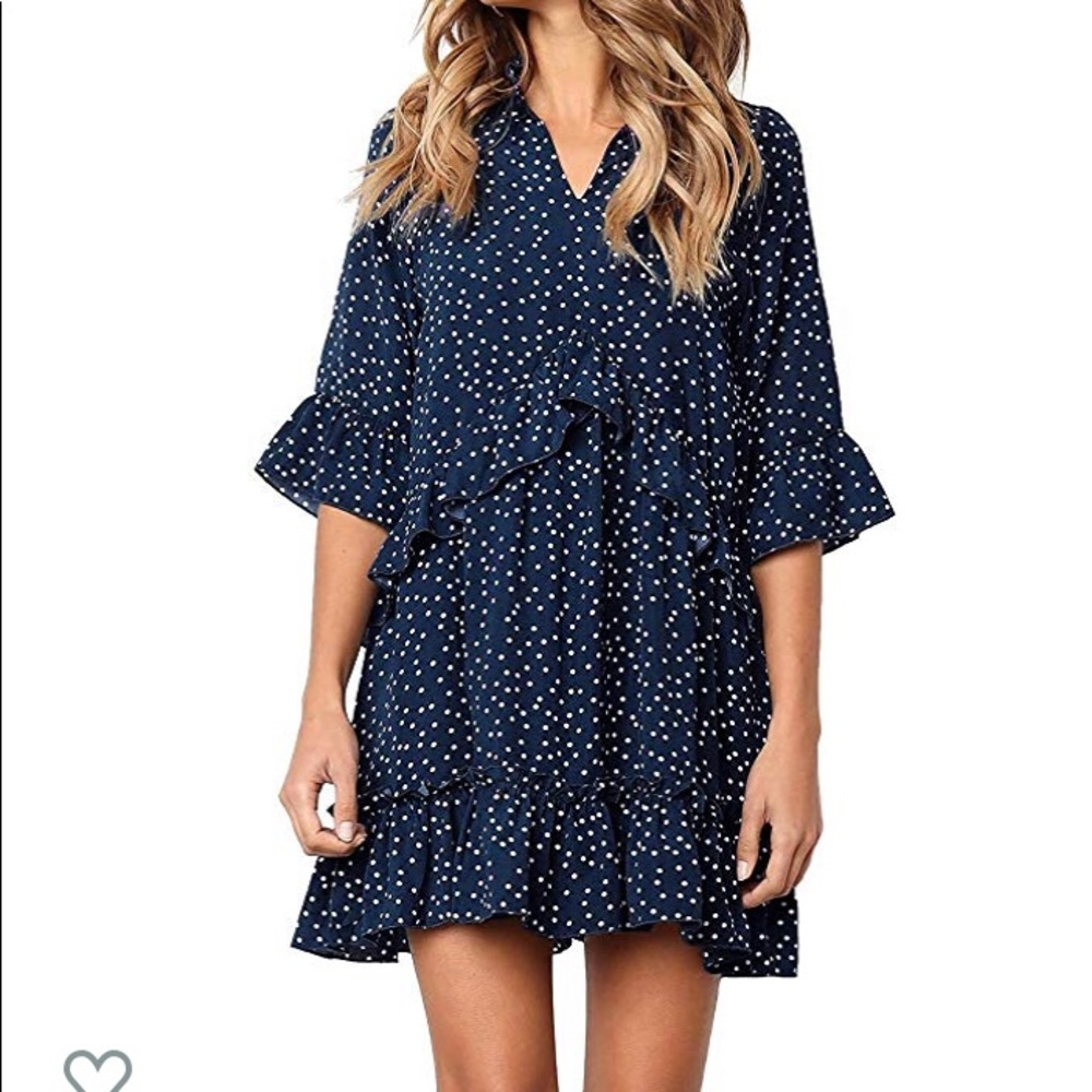 Polka dot ruffle swing dress